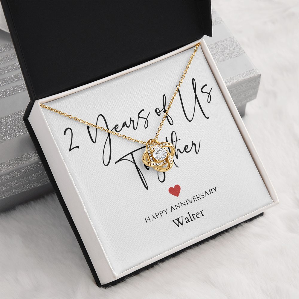 Personalized Two Years Of Us Anniversary- Love Knot Necklace