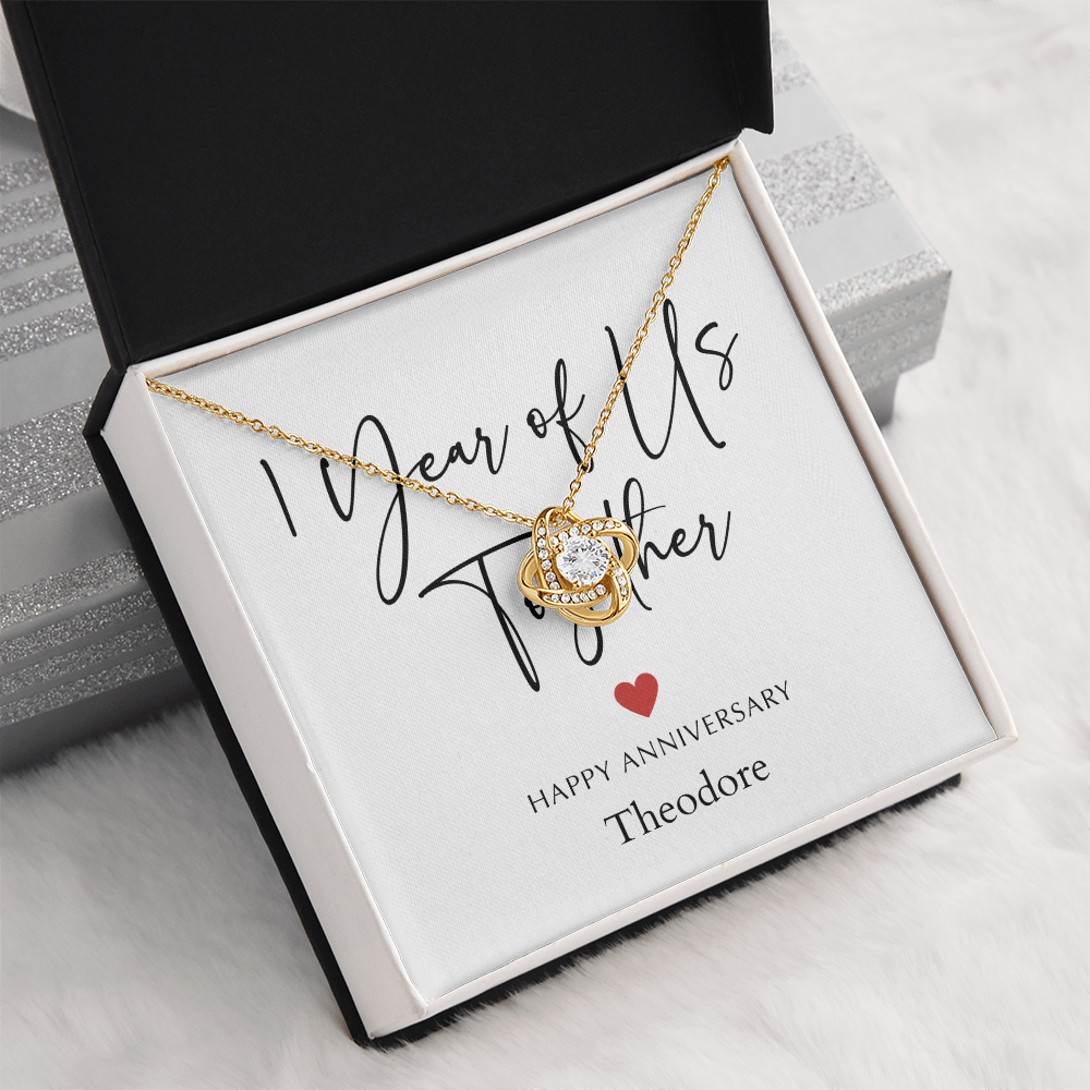 Personalized One Year Of Us Anniversary- Love Knot Necklace