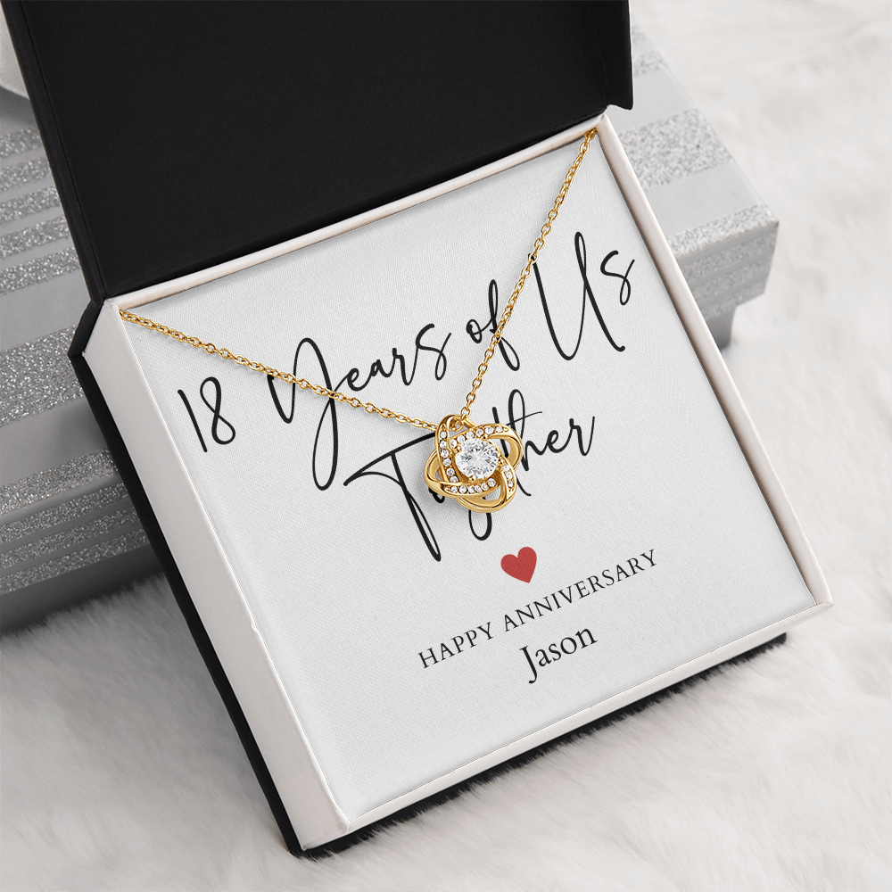 Personalized Eighteen Years Of Us Anniversary- Love Knot Necklace