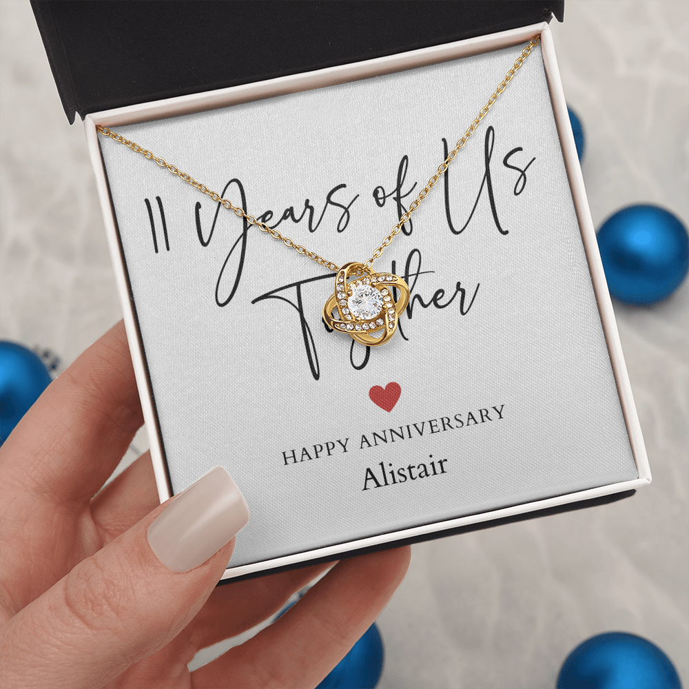 Personalized Eleven Years Of Us Anniversary- Love Knot Necklace