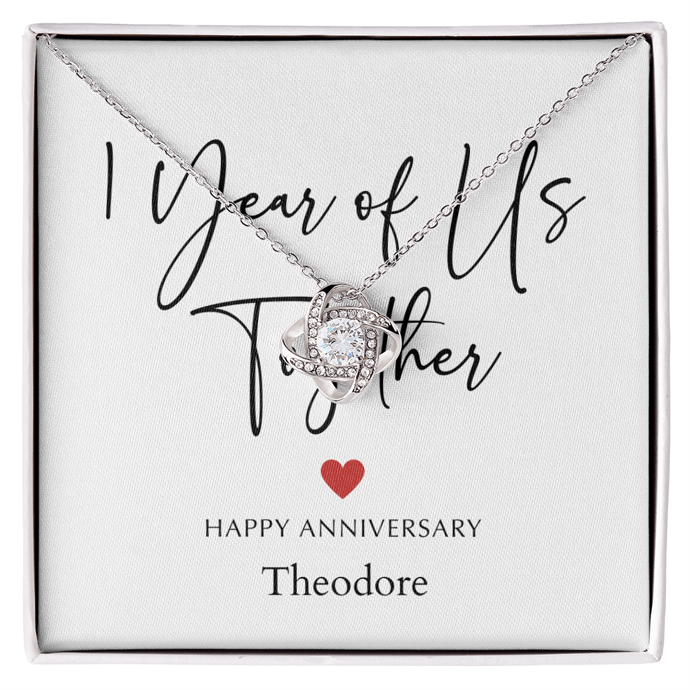 Personalized One Year Of Us Anniversary- Love Knot Necklace
