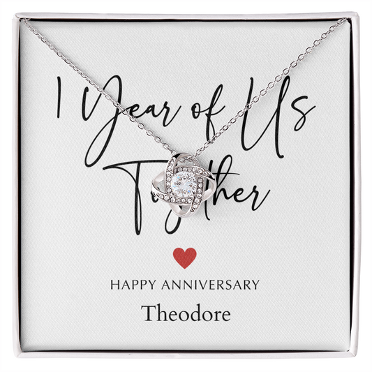 Personalized One Year Of Us Anniversary- Love Knot Necklace