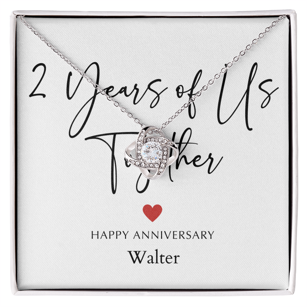 Personalized Two Years Of Us Anniversary- Love Knot Necklace