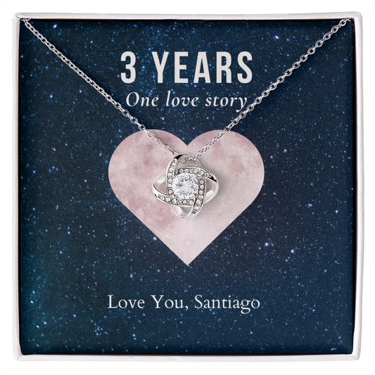 Personalized 3rd Anniversary Gift Jewelry- Love Knot Necklace