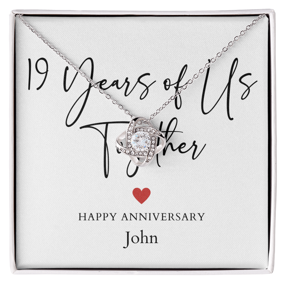 Personalized Nineteen Years Of Us Anniversary- Love Knot Necklace