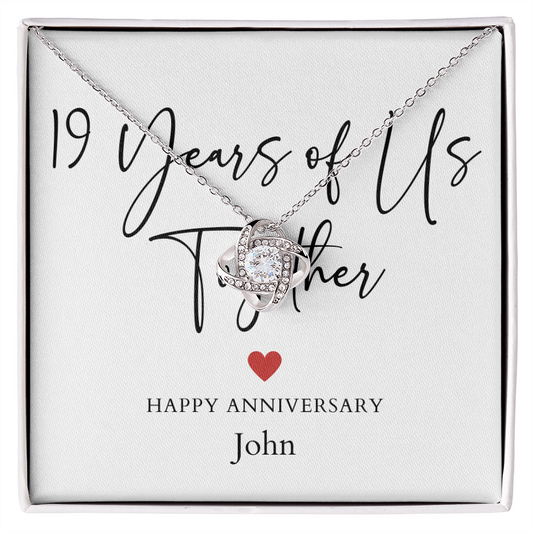 Personalized Nineteen Years Of Us Anniversary- Love Knot Necklace