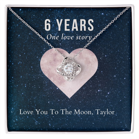Personalized 6th Anniversary Gift Jewelry- Love Knot Necklace