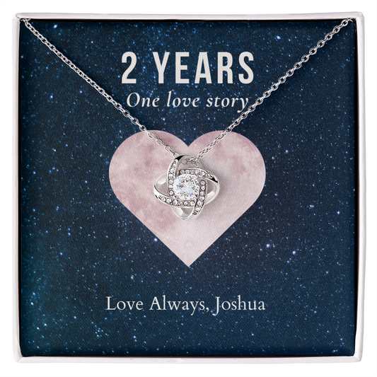Personalized 2nd Anniversary Gift Jewelry- Love Knot Necklace