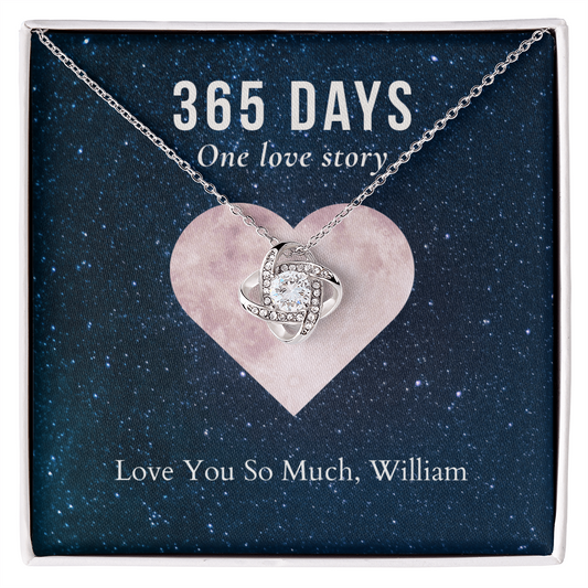 Personalized 1st Anniversary Gift Jewelry- Love Knot Necklace