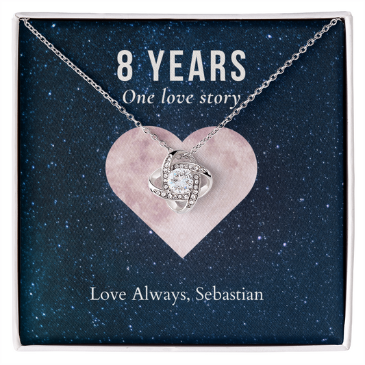 Personalized 8th Anniversary Gift Jewelry- Love Knot Necklace
