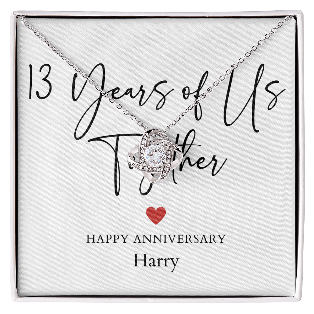 Personalized Thirteen Years Of Us Anniversary- Love Knot Necklace