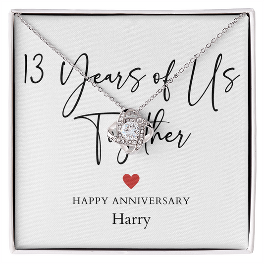 Personalized Thirteen Years Of Us Anniversary- Love Knot Necklace