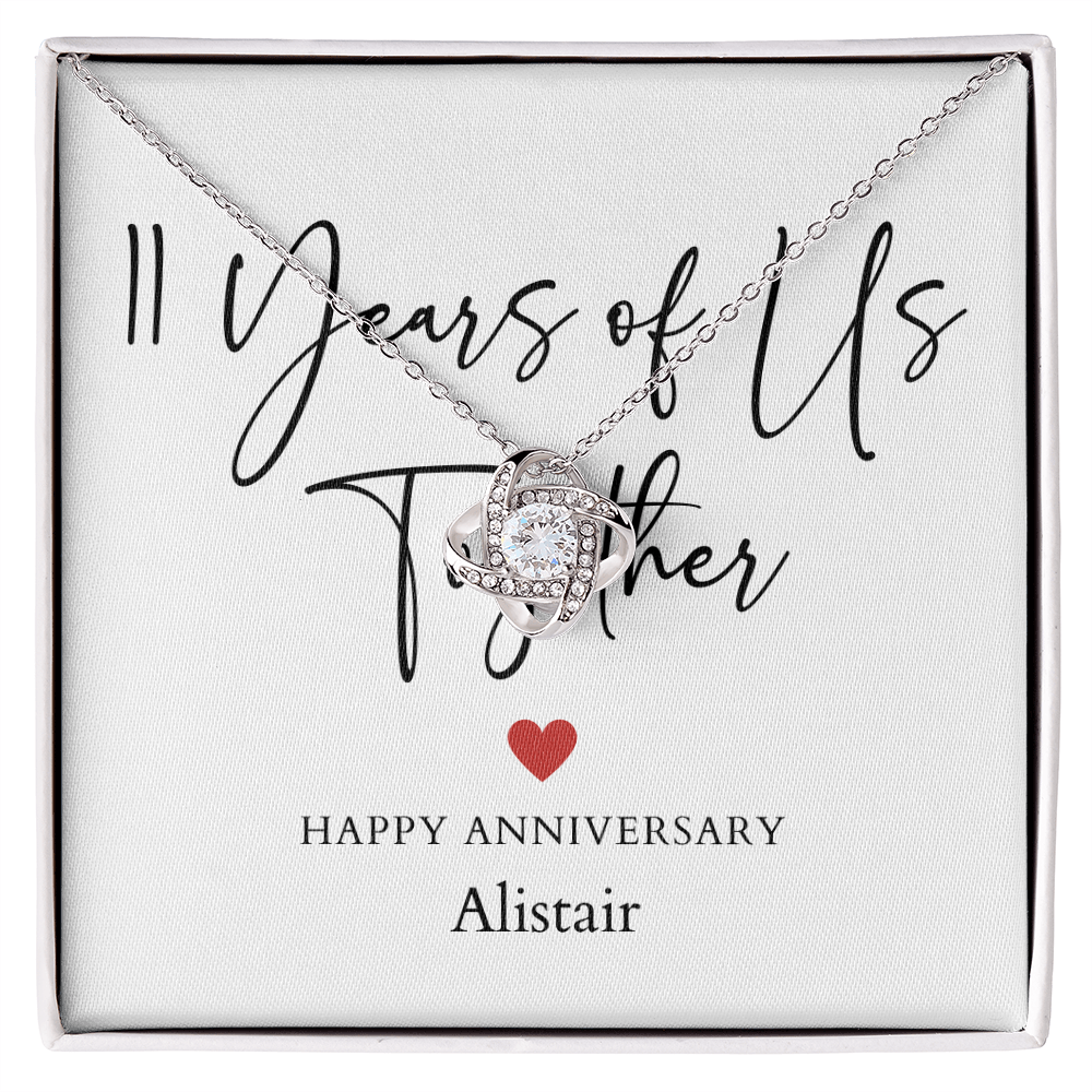 Personalized Eleven Years Of Us Anniversary- Love Knot Necklace