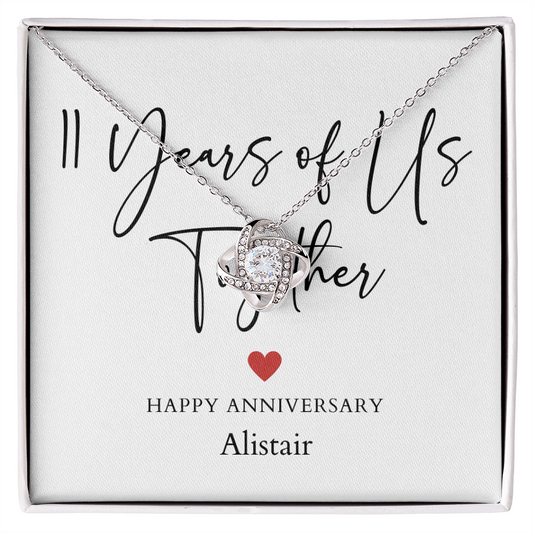 Personalized Eleven Years Of Us Anniversary- Love Knot Necklace