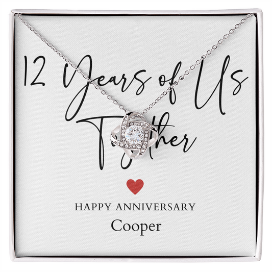 Personalized Twelve Years Of Us Anniversary- Love Knot Necklace