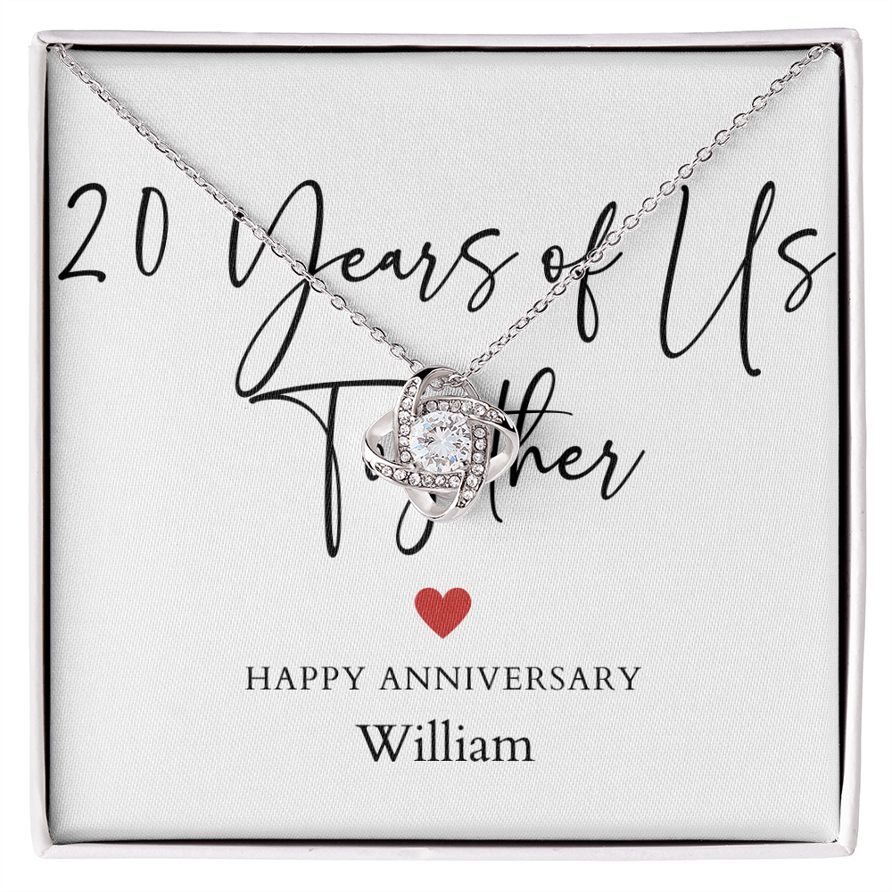 Personalized Twenty Years Of Us Anniversary- Love Knot Necklace