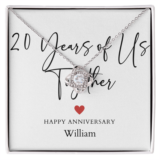 Personalized Twenty Years Of Us Anniversary- Love Knot Necklace
