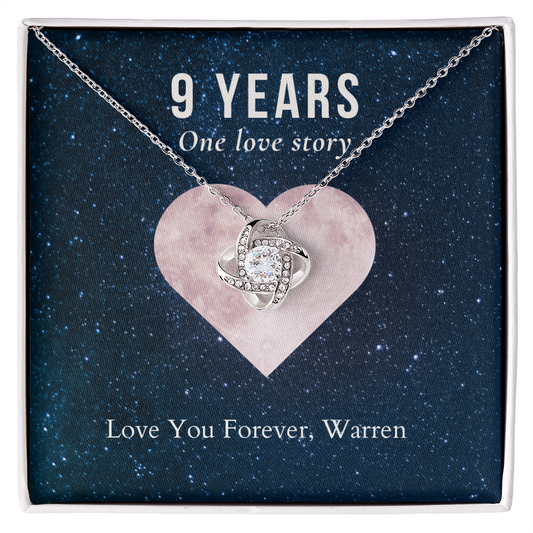 Personalized 9th Anniversary Gift Jewelry- Love Knot Necklace