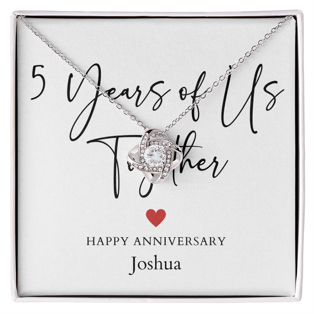 Personalized Five Years Of Us Anniversary- Love Knot Necklace
