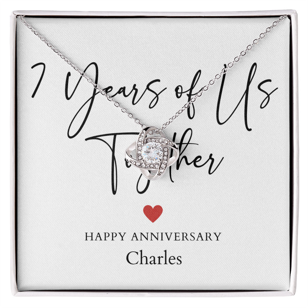 Personalized Seven Years Of Us Anniversary- Love Knot Necklace