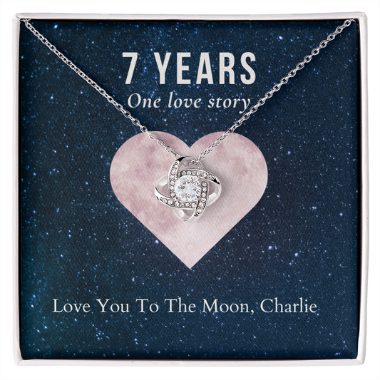Personalized 7th Anniversary Gift Jewelry- Love Knot Necklace