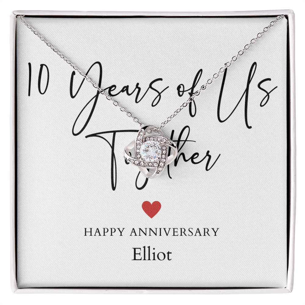 Personalized Ten Years Of Us Anniversary- Love Knot Necklace