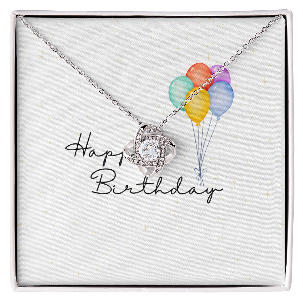 Happy Birthday- Bright Balloons- Love Knot Necklace
