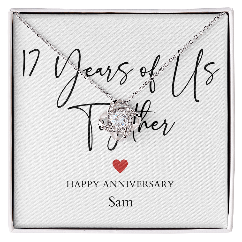 Personalized Seventeen Years Of Us Anniversary- Love Knot Necklace
