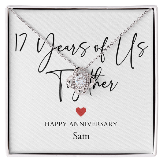 Personalized Seventeen Years Of Us Anniversary- Love Knot Necklace
