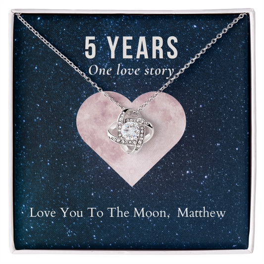 Personalized 5th Anniversary Gift Jewelry- Love Knot Necklace