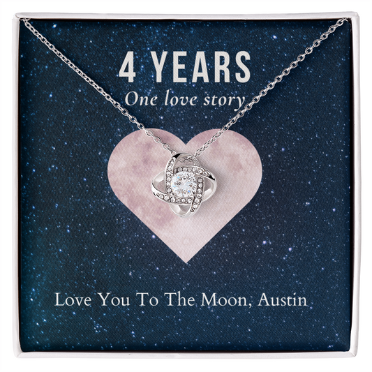 Personalized 4th Anniversary Gift Jewelry- Love Knot Necklace