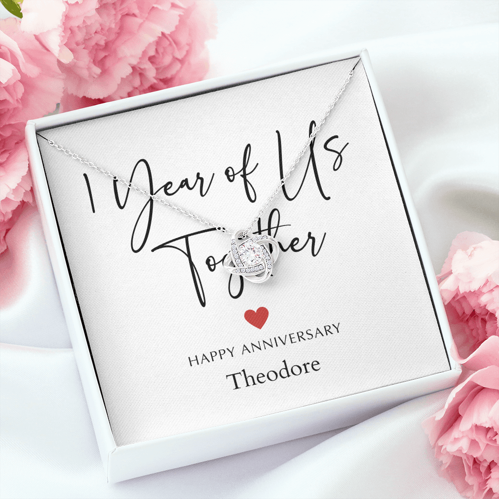 Personalized One Year Of Us Anniversary- Love Knot Necklace