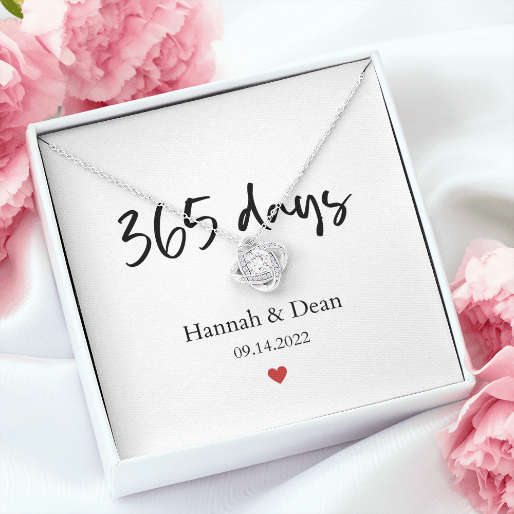 Personalized 1st Anniversary-365 days- Love Knot Necklace