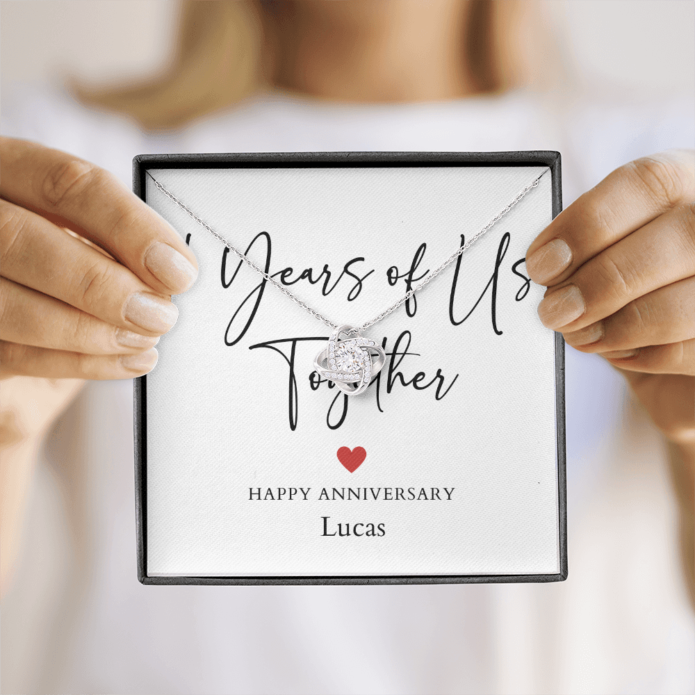 Personalized Four Years Of Us Anniversary- Love Knot Necklace