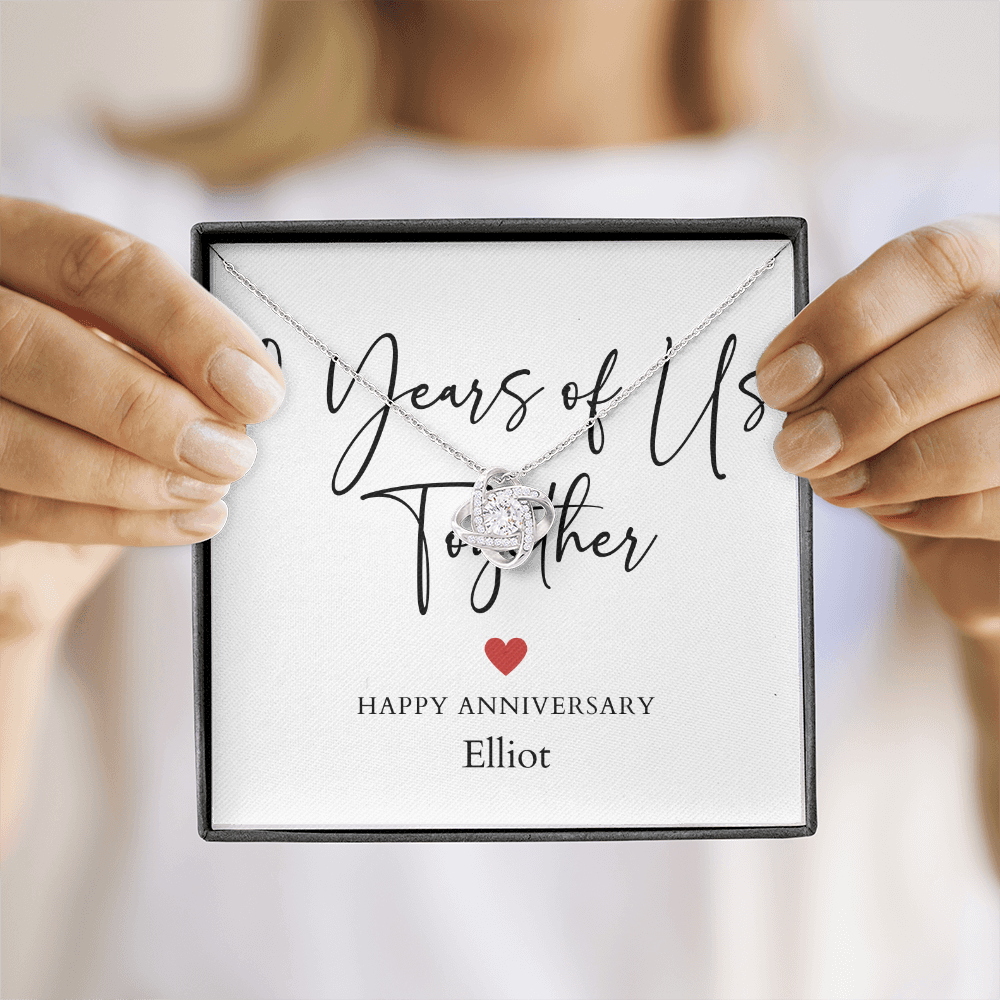 Personalized Ten Years Of Us Anniversary- Love Knot Necklace