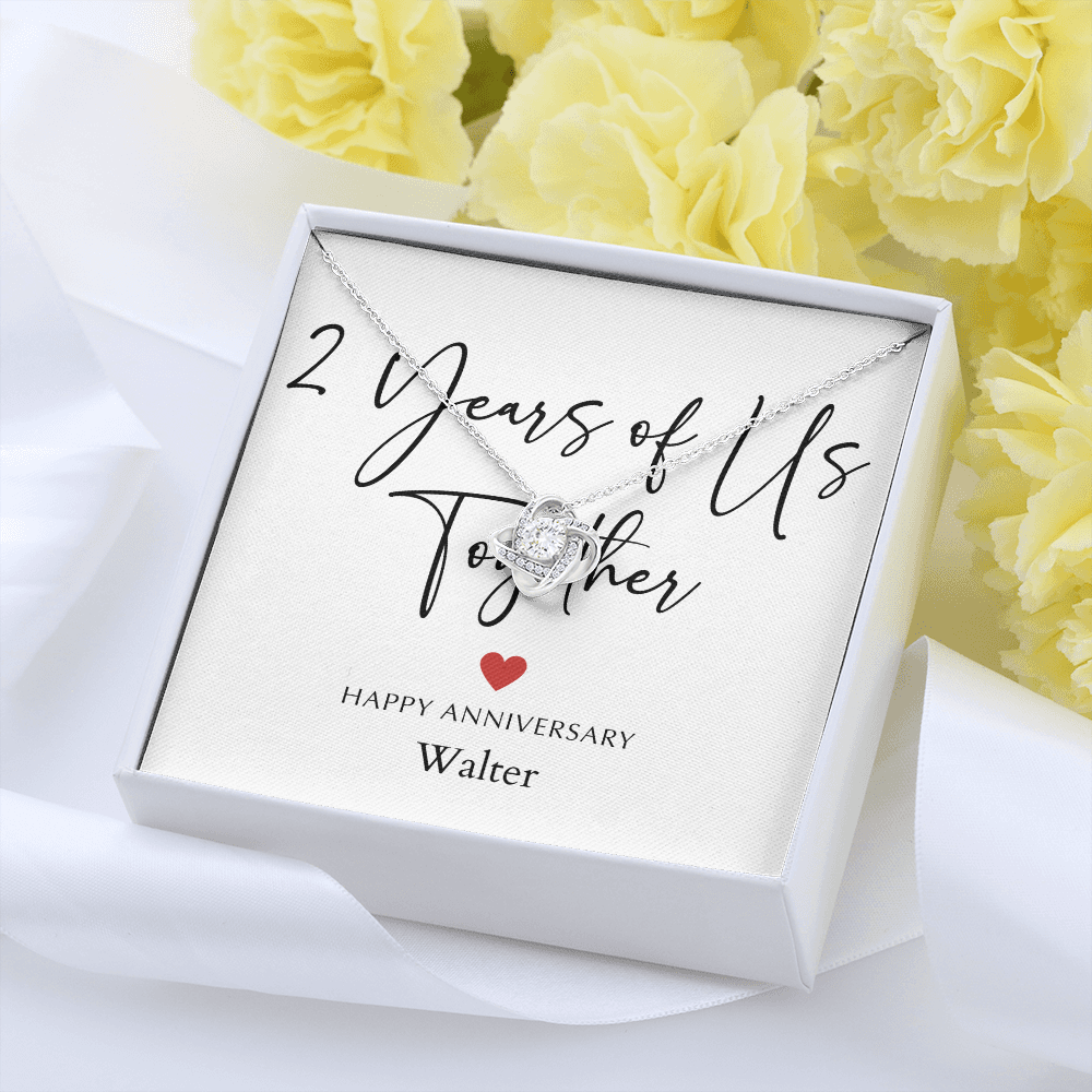 Personalized Two Years Of Us Anniversary- Love Knot Necklace