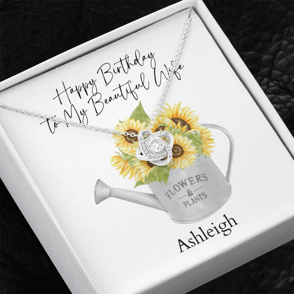Personalized Happy Birthday- To My Beautiful Wife- Love Knot Necklace
