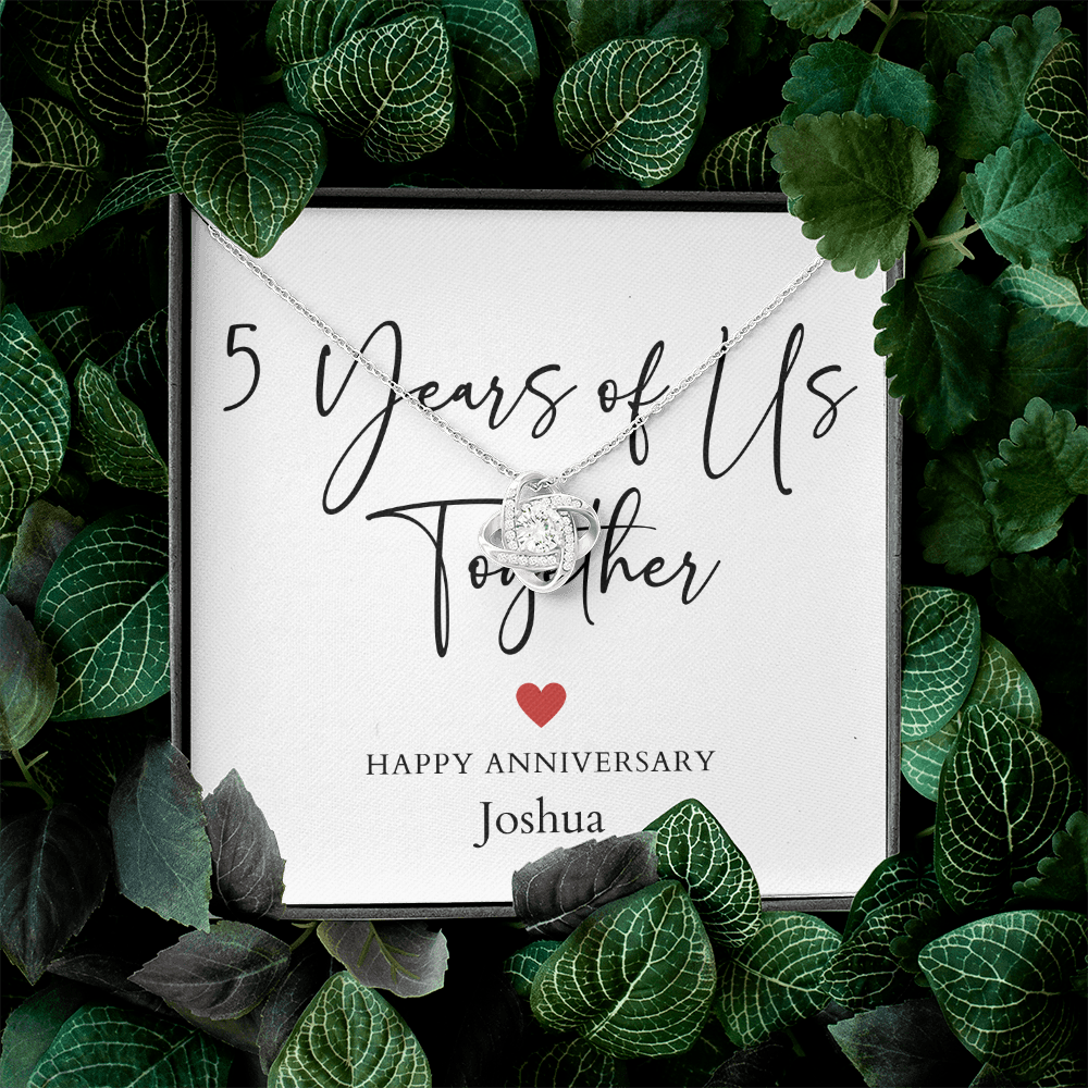 Personalized Five Years Of Us Anniversary- Love Knot Necklace