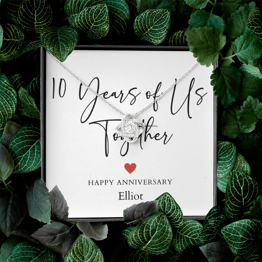 Personalized Ten Years Of Us Anniversary- Love Knot Necklace