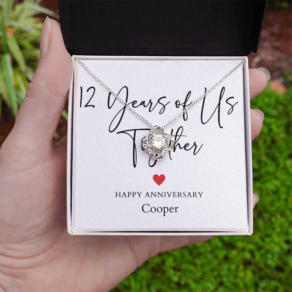 Personalized Twelve Years Of Us Anniversary- Love Knot Necklace