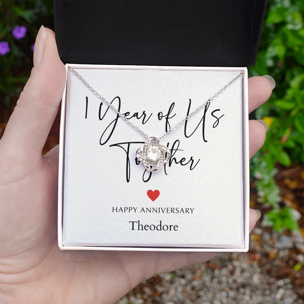 Personalized One Year Of Us Anniversary- Love Knot Necklace