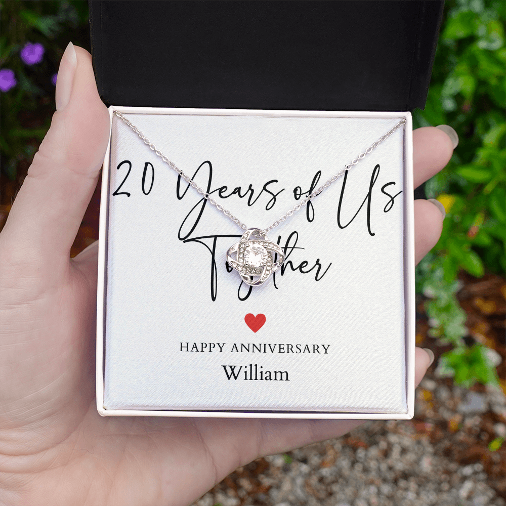 Personalized Twenty Years Of Us Anniversary- Love Knot Necklace