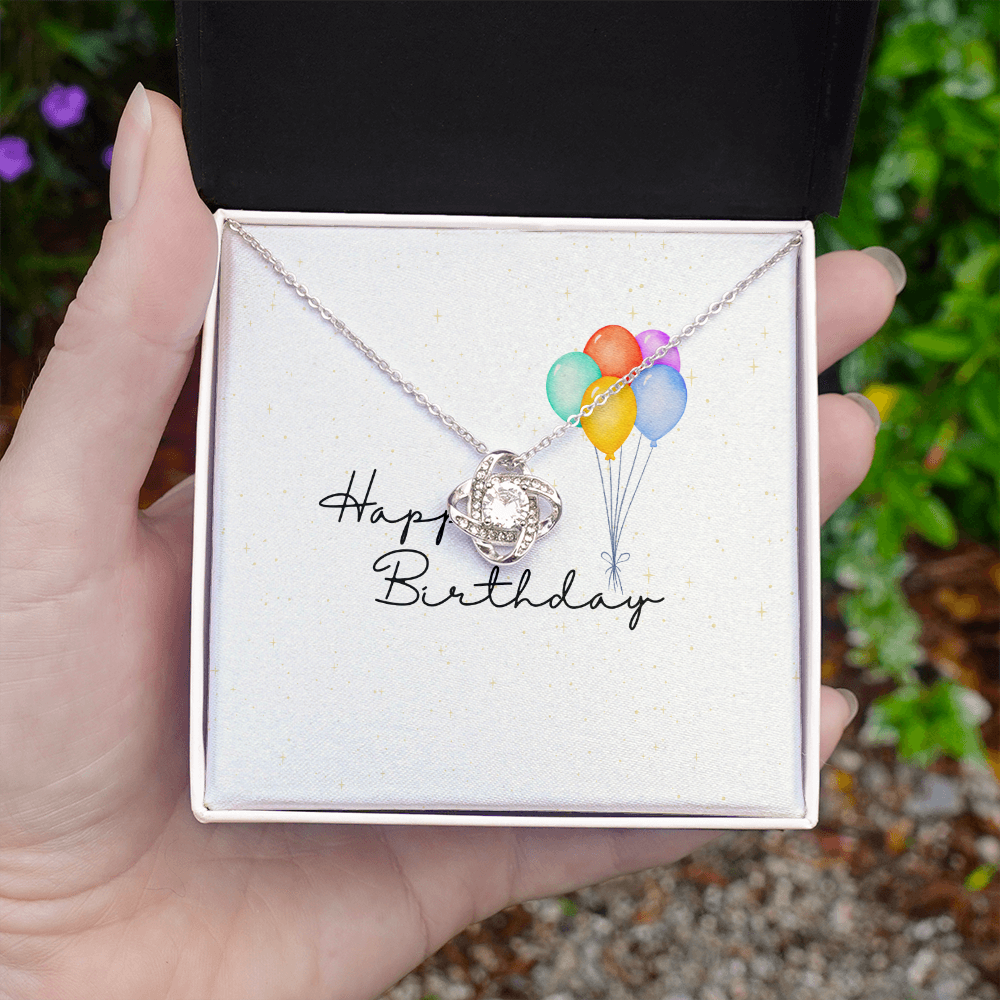 Happy Birthday- Bright Balloons- Love Knot Necklace