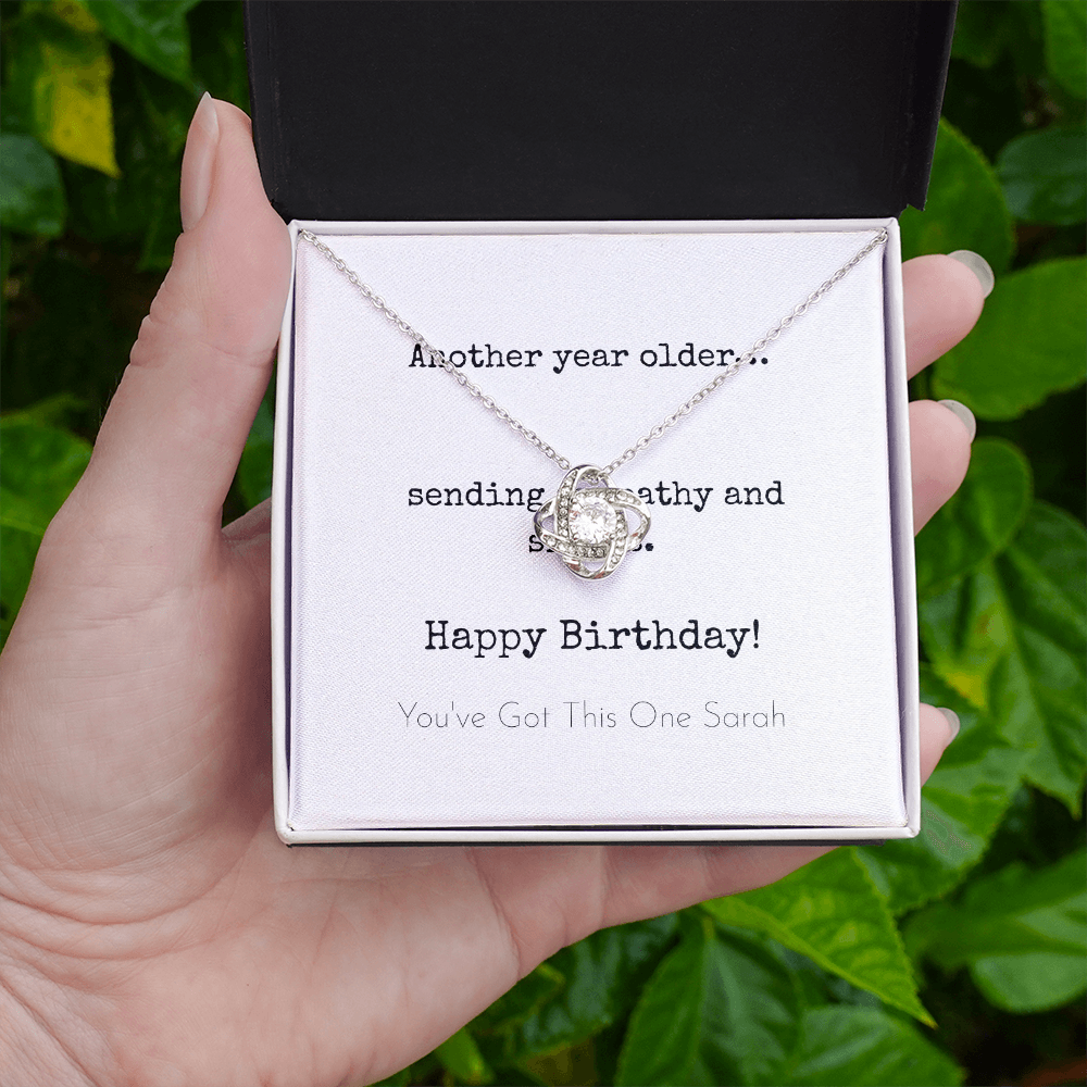 Personalized Happy Birthday-Sending Sympathy-Love Knot Necklace
