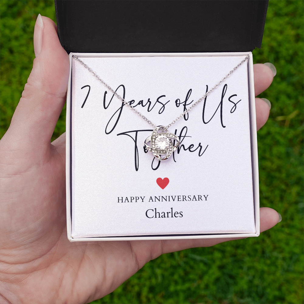 Personalized Seven Years Of Us Anniversary- Love Knot Necklace