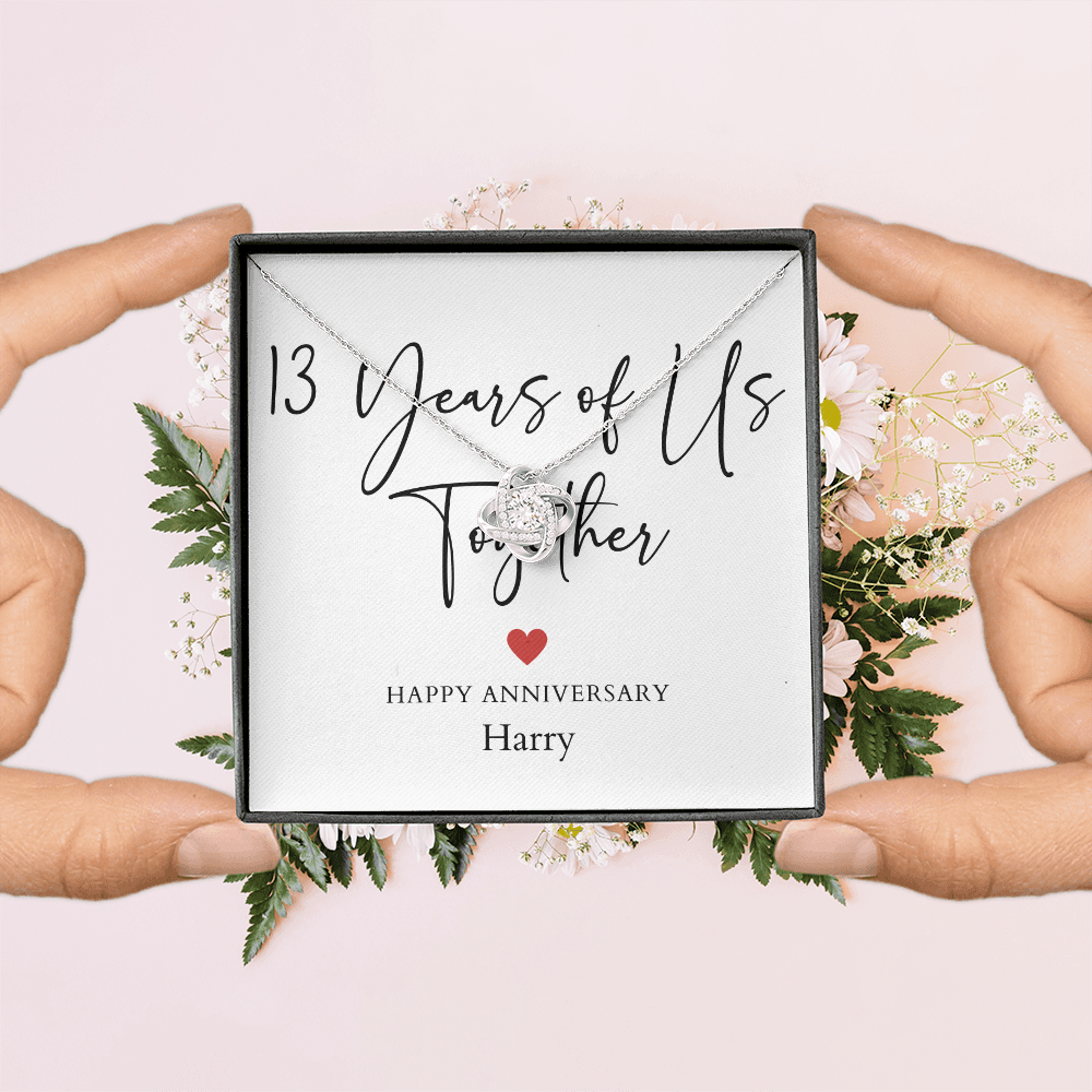 Personalized Thirteen Years Of Us Anniversary- Love Knot Necklace