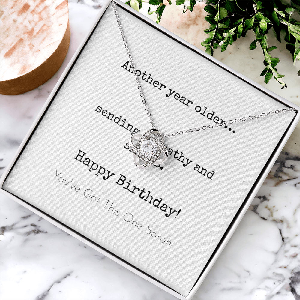 Personalized Happy Birthday-Sending Sympathy-Love Knot Necklace