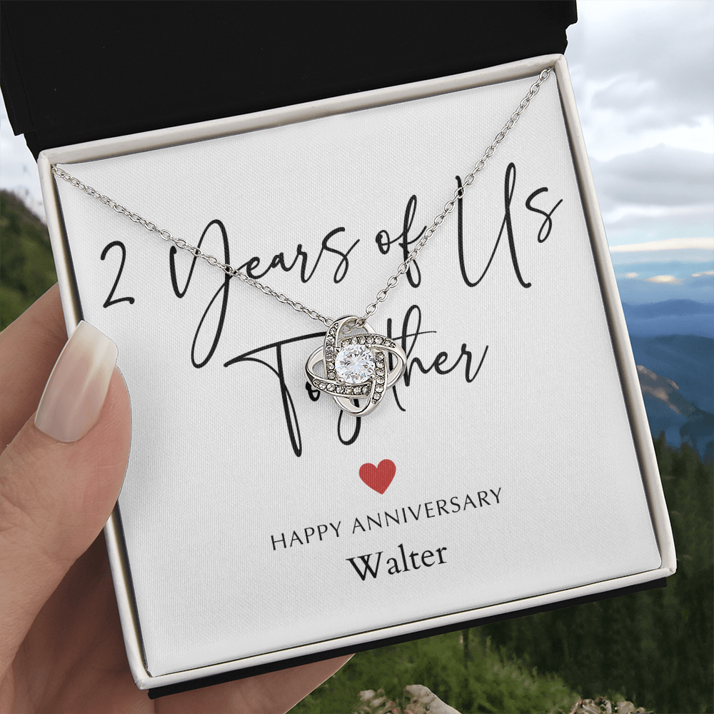 Personalized Two Years Of Us Anniversary- Love Knot Necklace