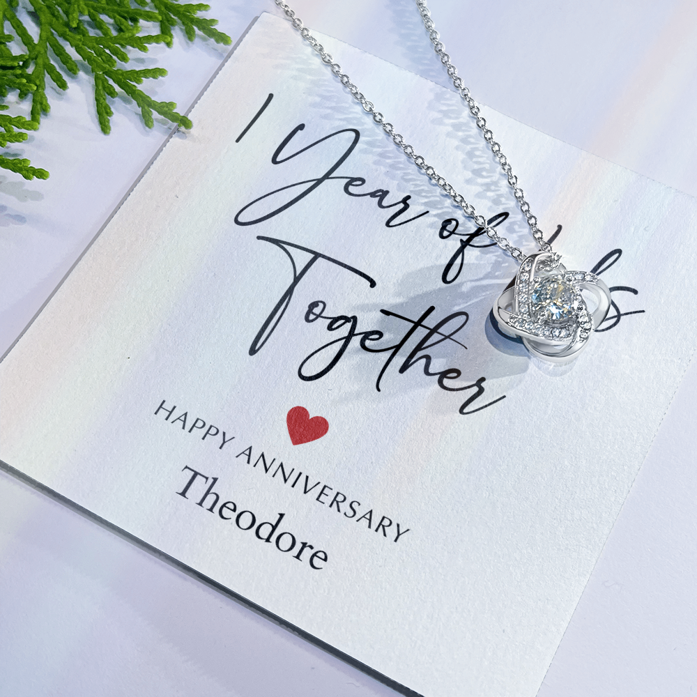 Personalized One Year Of Us Anniversary- Love Knot Necklace