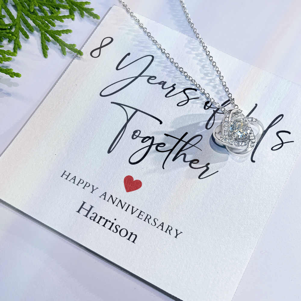 Personalized Eight Years Of Us Anniversary- Love Knot Necklace